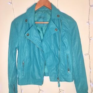 Aeropostale Blue Leather Moto Jacket